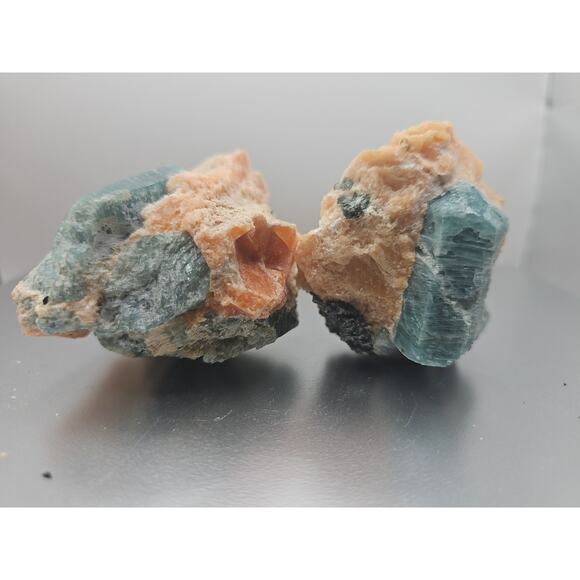 Fluorapatite On Orange Calcite 2pc Raw Specimen. 90lbs - Picture 3 of 11